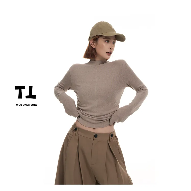8/30【贪玩纸盒】秋季长袖高领T恤打底衫女百搭打底衫上衣62599
