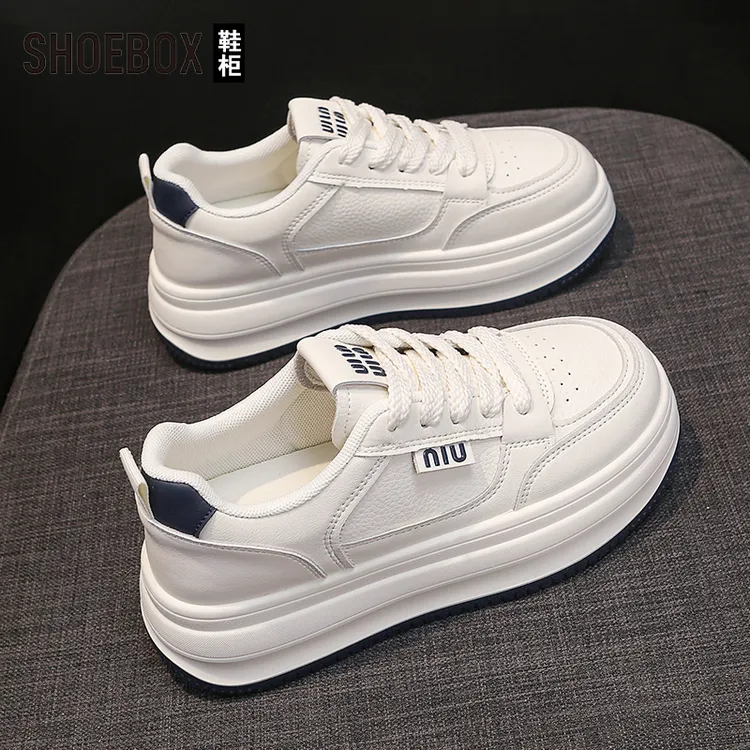 SHOEBOX鞋柜2025秋韩版休闲板鞋女防滑透气厚底小白运动鞋学生
