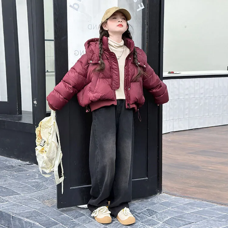 女童羽绒服2025新款冬季洋气中大童女孩短款上衣儿童冬装加厚外套