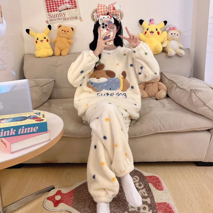 女童睡衣大童12-15岁初中生珊瑚绒2025新款秋冬季加绒加厚女孩款