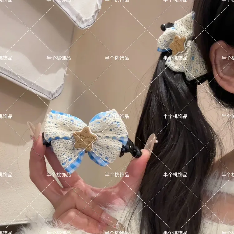 高颜值蕾丝蝴蝶结星星香蕉夹饰甜美少女心五角星夹子马尾发饰