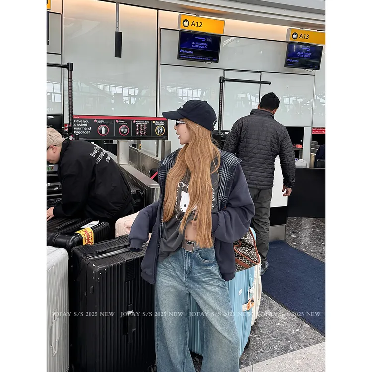 【CHASINGLIGHT】|rose私服卫衣两穿外套|内里格纹连帽外套 W2800