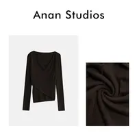 Anan Studios【秋韵简搭】假两件荡领针织上衣22027