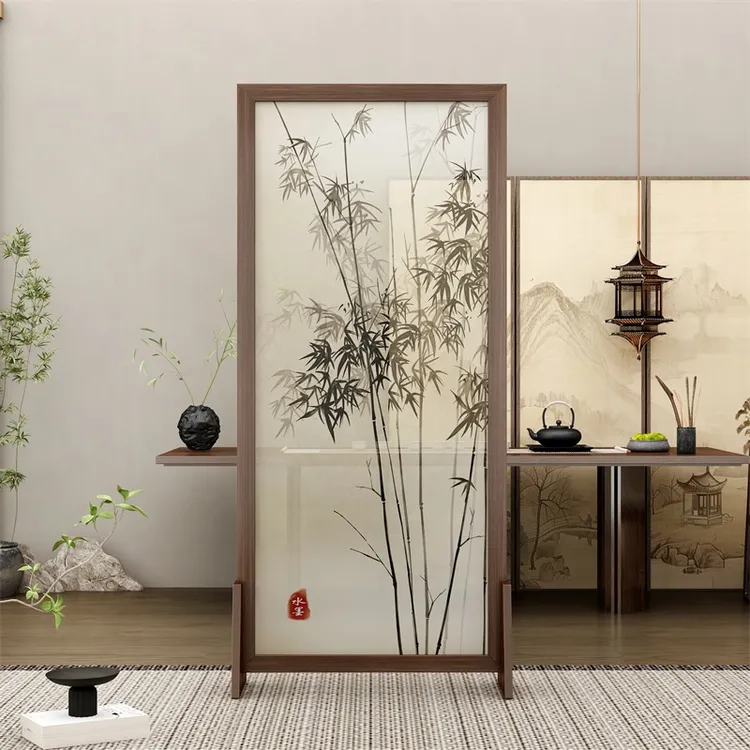 中式高端实木折叠屏风隔断可移动客厅办公会议室酒店书店饭店遮挡