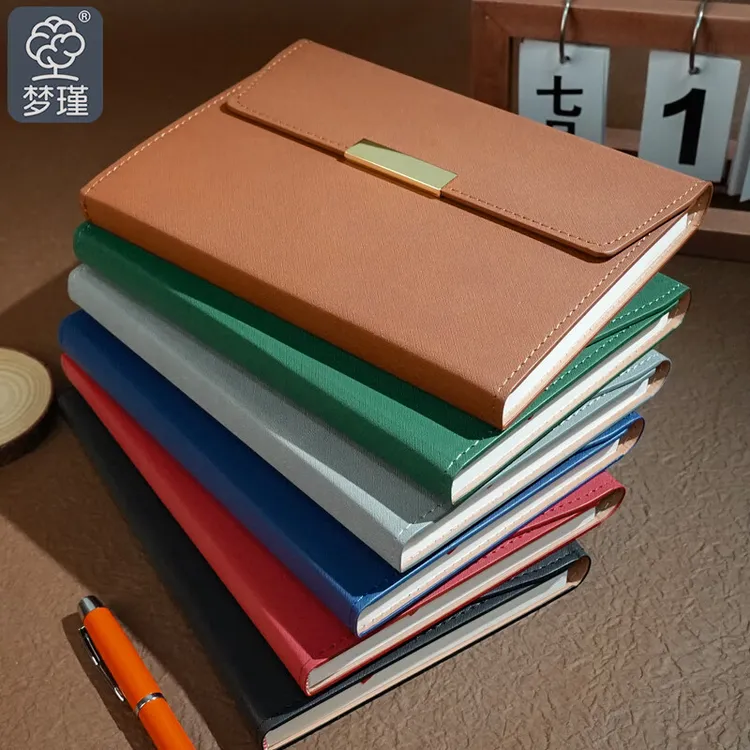软皮面笔记本本子a5三折叠商务简约办公会议记录记事本大学生考研
