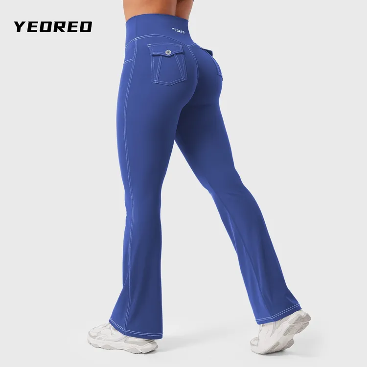 YEOREOCoreflex仿牛仔工装口袋秋冬服装高腰提臀裸感弹力瑜伽健身