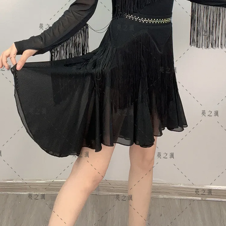  【英之飒】5009时尚流苏烫钻女半身裙吉特巴拉丁三步踩休闲伦巴