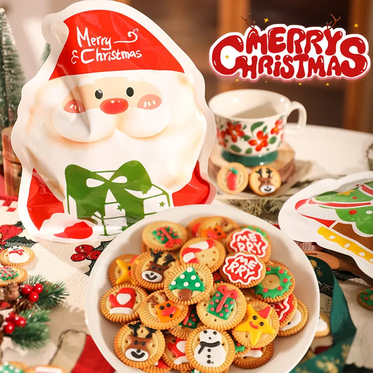 圣诞节裱花饼干卡通圣诞雪人麋鹿独立包装休闲派对零食平安夜礼物