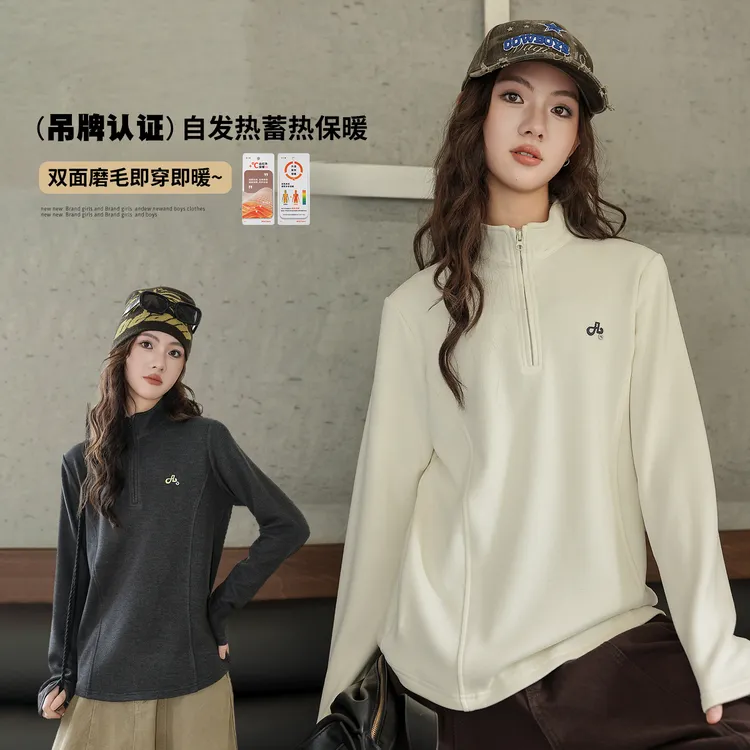 【高端线~澳毛自发热】女童打底衫双面绒polo衫女大童加绒卫衣