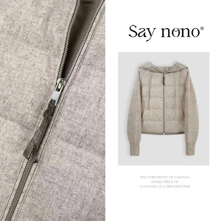 懒猫nono│Saynono 时尚气质慵懒风白鹅绒短裤拼接外套GH0155JY