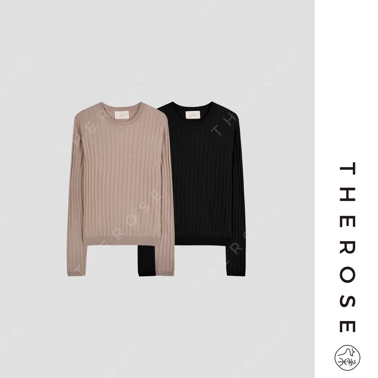 之柔【经纬之间】进口Montecore精纺羊毛圆领立体绞花长袖针织衫女