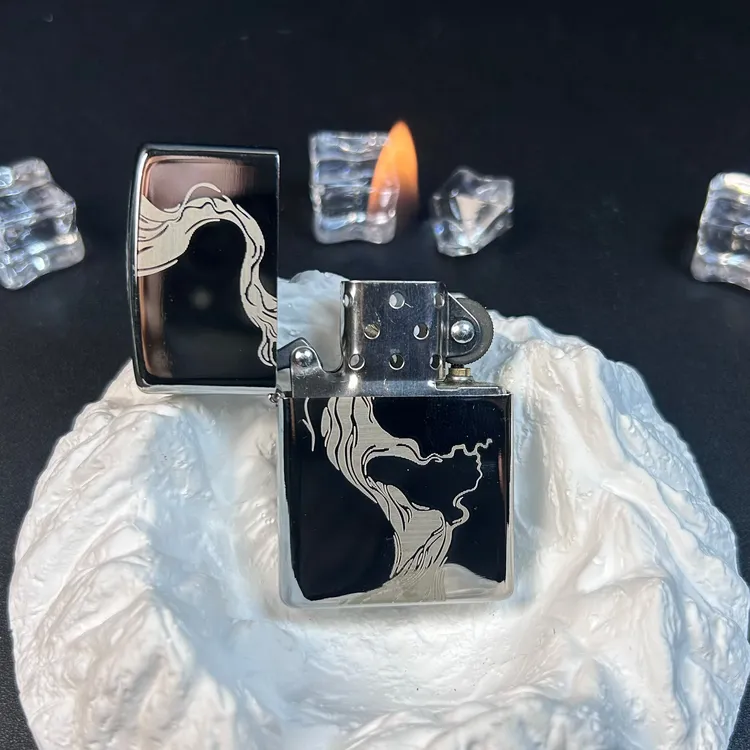 新款煤油机白镍川流不息防风创意打火机生日礼物送男生节日礼品