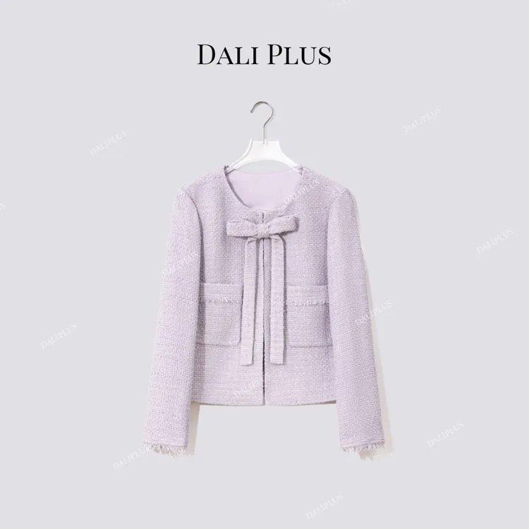 DALI PLUS“丁香紫小香风外套” 蝴蝶结长袖外套-D5MM2703