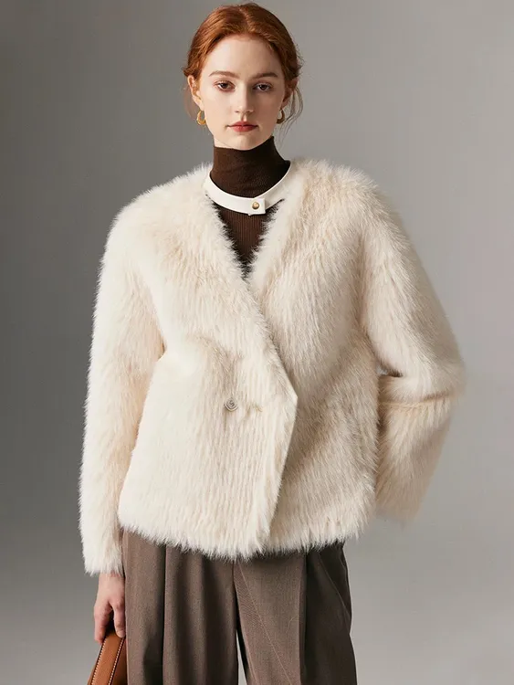 原创外套女气质名媛设计感小众高级感仿毛毛大衣百搭时尚秋冬