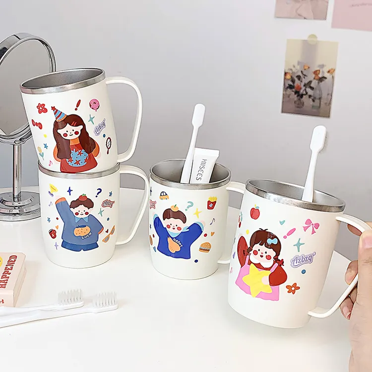 一家人一家漱口杯家用304可爱不锈钢高颜值情侣刷牙洗漱