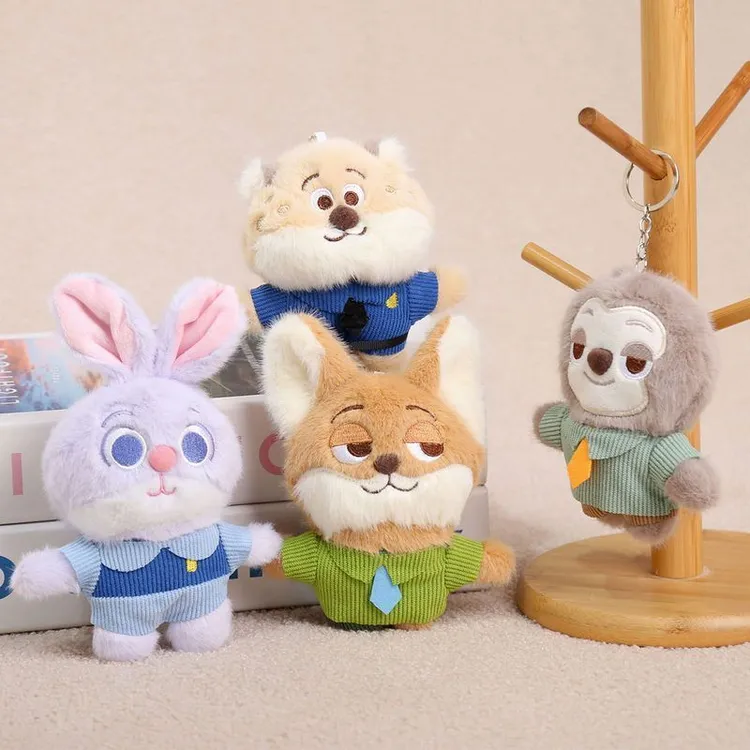 警告礼物狐包包毛绒尼克小公仔朱迪挂件疯狂动物城情侣钥匙扣可