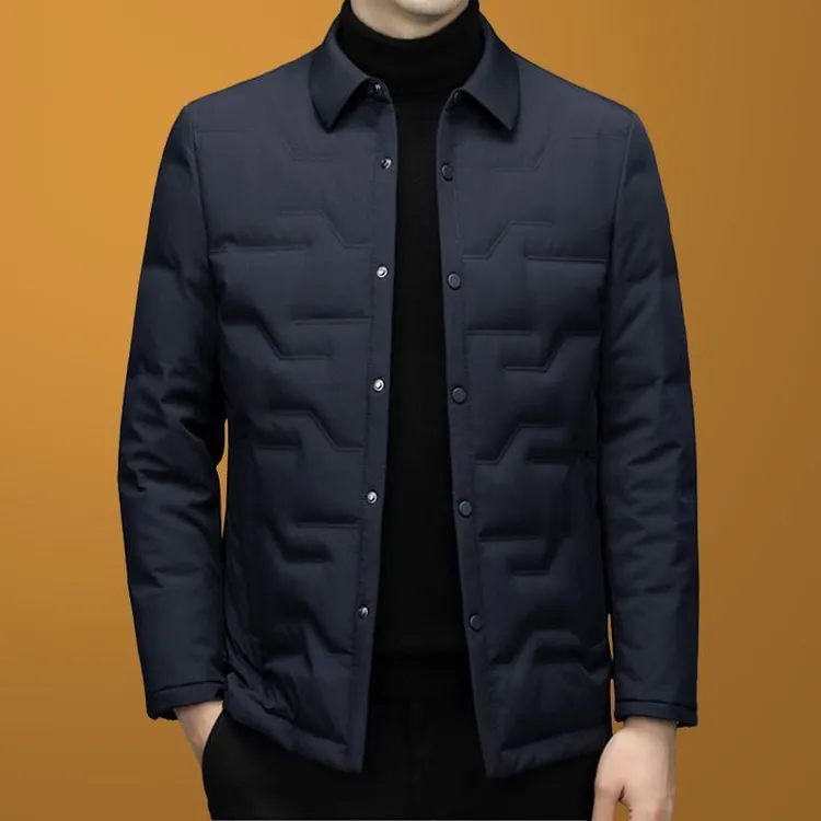 中年秋冬季男装翻领外套爸爸装棉服上衣加厚保暖棉袄男士冬款棉