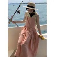 秋屿moment 自制 法式百搭条纹中长款背带围裙