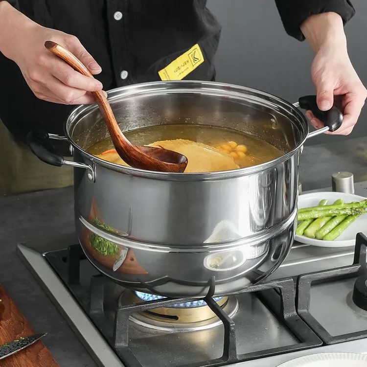 加厚不锈钢双层蒸锅家用二三层锅大号汤锅蒸馍蒸鱼锅电磁炉煤气灶