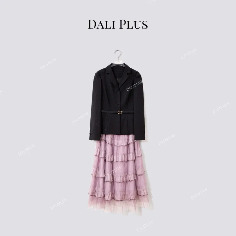 DALI PLUS“罗兰漫裙”自带收腰感蛋糕连衣裙-D5ST1381