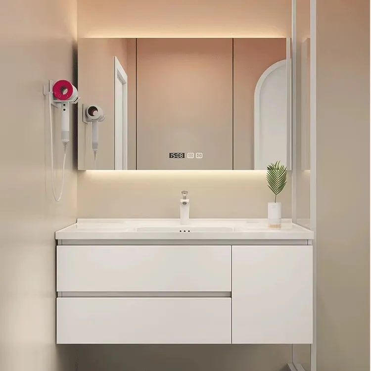 多层实木浴室柜陶瓷一体盆组合现代简约卫生间智能洗脸盆洗漱台