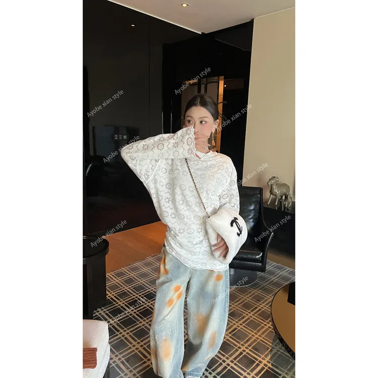 【AYOBE】小贤  蕾丝钩花穿搭加分单品高智百搭上衣