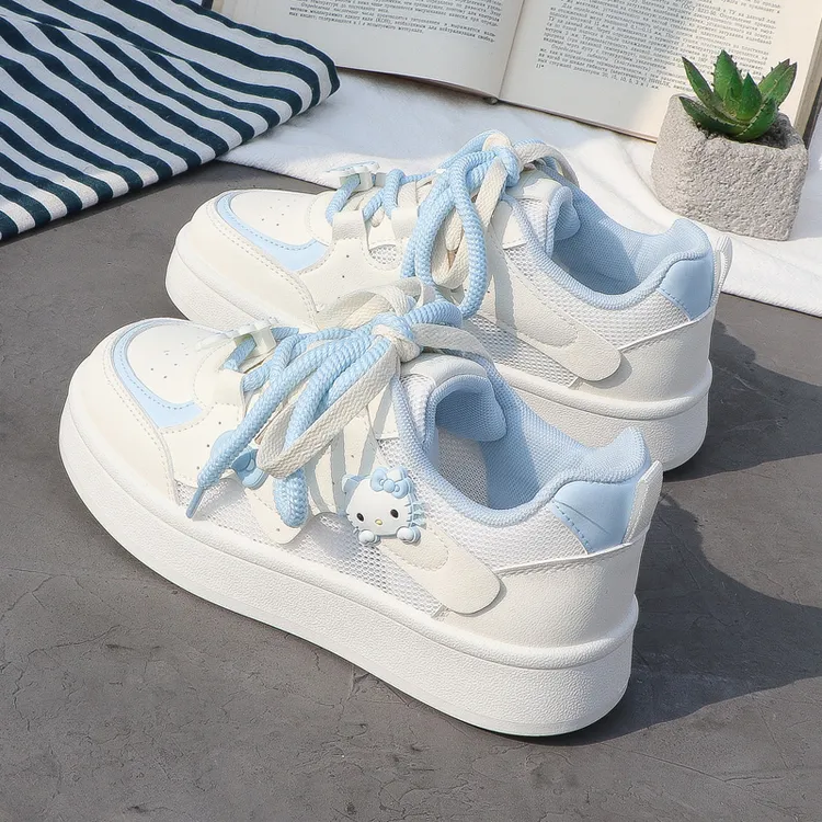 可爱厚底网面透气板鞋女2025春季新款韩版原创设计休闲学生小白鞋