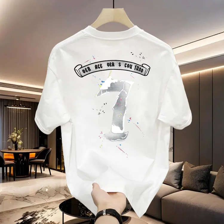 美式痞帅重磅纯棉短袖-oer数字7 青年男女潮牌宽松百搭圆领      