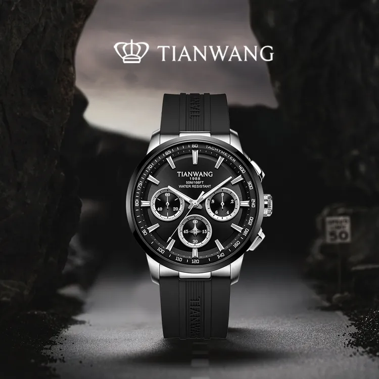 天王表凯旋系列三眼炫酷男士休闲多功能运动表三色可选51589