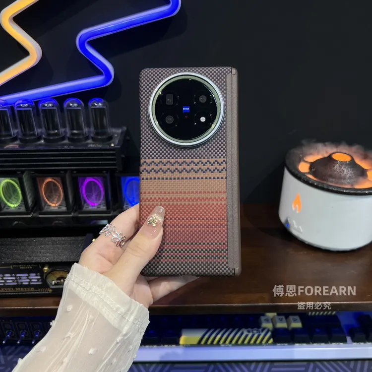 适用于真凯夫拉vivoxfold5手机壳xfold5折叠屏碳纤维保护套磁吸