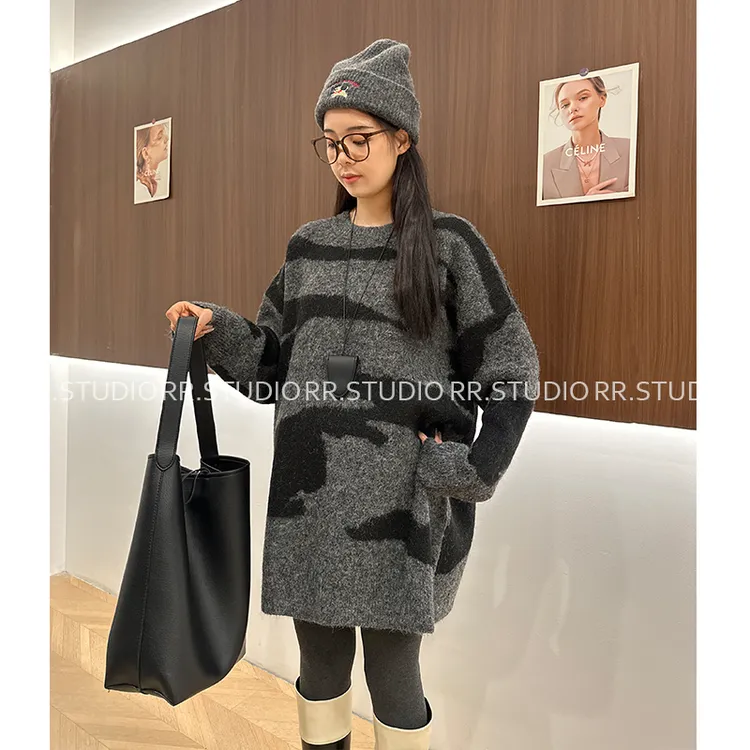 瑞瑞家秋冬新款软糯针织衫韩版慵懒风孕妇套头长袖毛衣DY2591