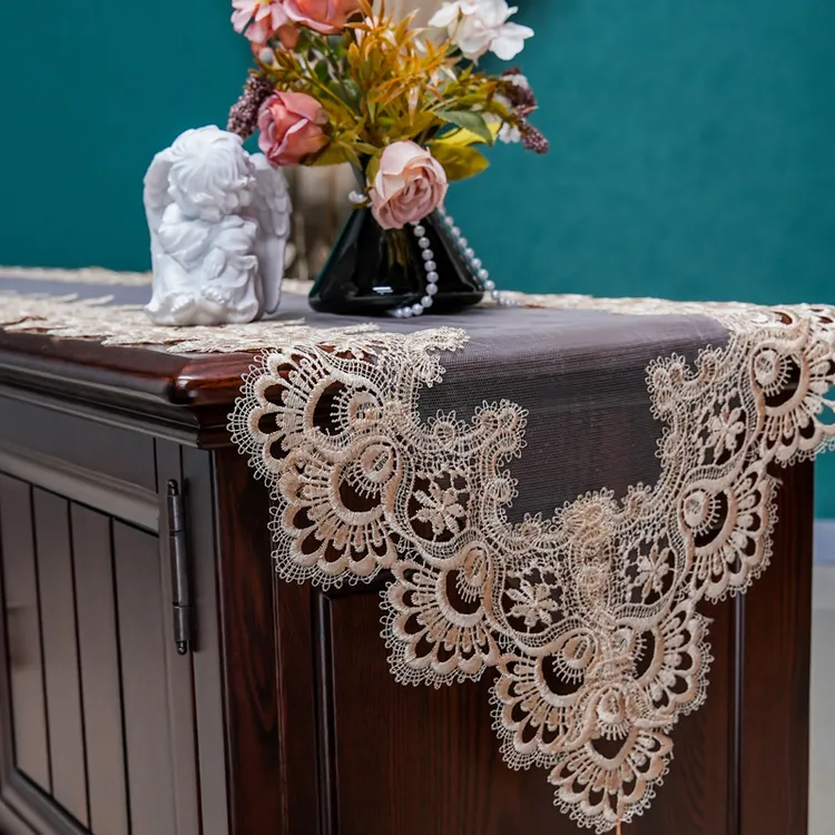 151ks（40*220cm）珞光纱网纱电视机盖巾桌旗香槟金