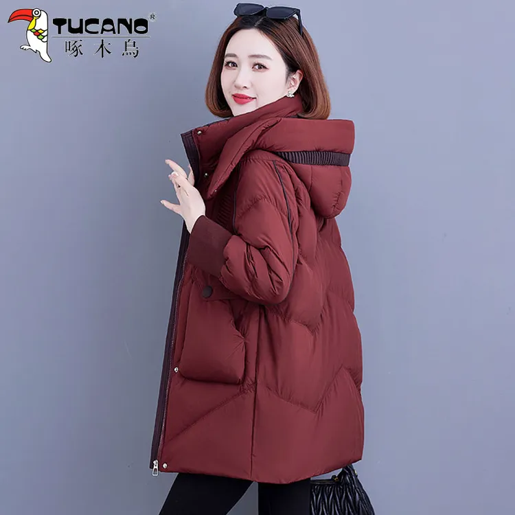 啄木鸟90白鸭绒羽绒服女2025新款冬季宽松保暖加厚时尚连帽外套