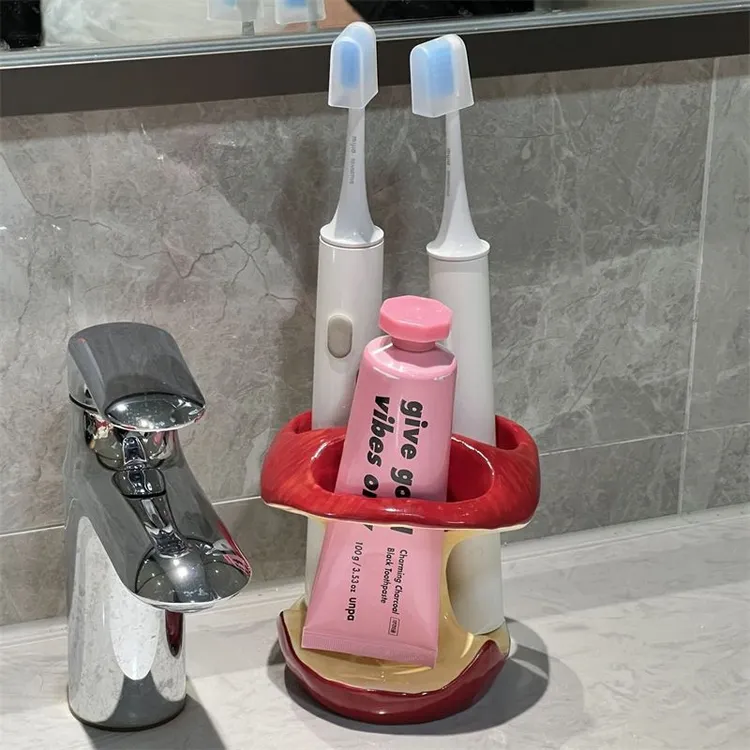 新款苹果电动牙刷架牙具收纳卫生间置物架牙膏陶瓷创意底座支架子