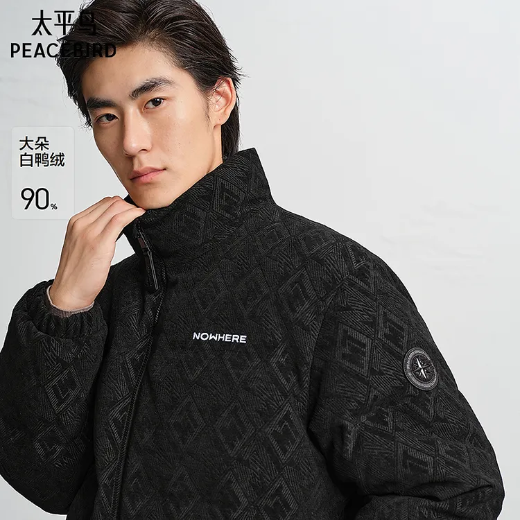 【商场同款】太平鸟男装25冬90鸭绒雪尼尔提花立领羽绒服B2ACF4522