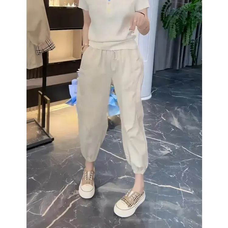 2025春夏新款大码八分哈伦休闲裤女梨型身材小个子穿搭显瘦束脚裤