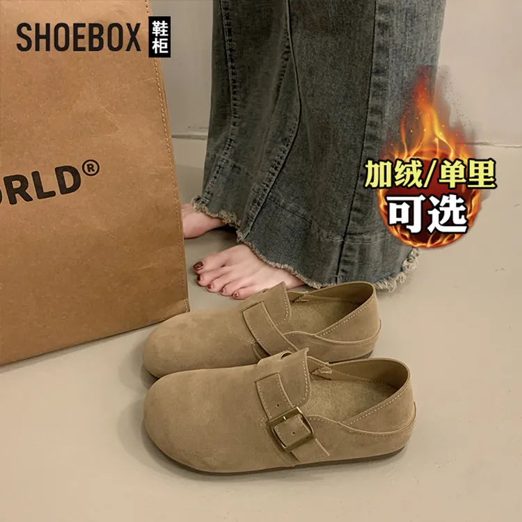 SH0EBOX鞋柜厚底复古全包勃肯鞋女2025秋冬新款一脚蹬博肯单鞋