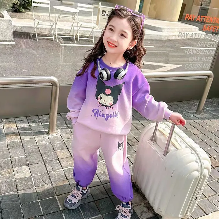 女小童渐变卡通套装春秋款女宝宝库洛米卫衣春装小女孩时尚两件套
