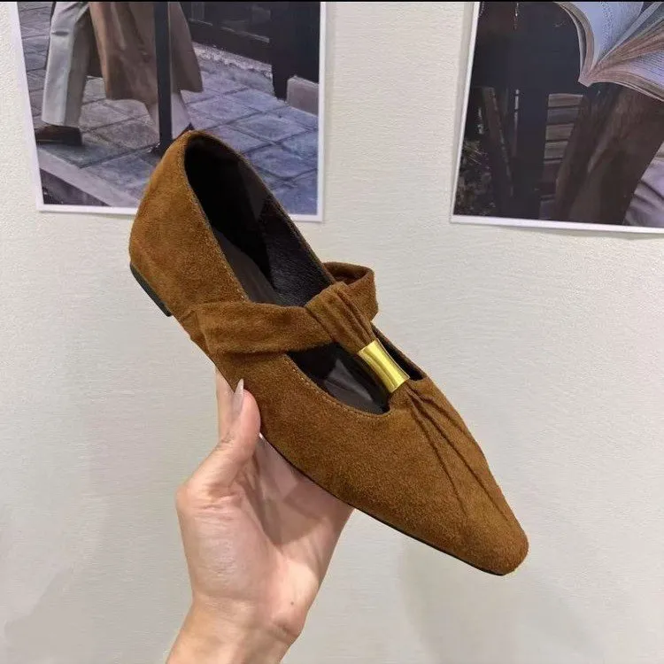 优雅气质单鞋女秋季约会搭裙子平底鞋防滑轻便内增高尖头玛丽珍鞋