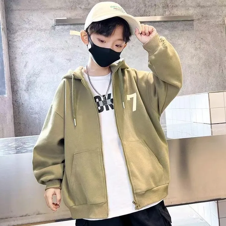 男童春秋2025外套中大童连帽开衫韩版帅气休闲上衣男孩普通新款潮