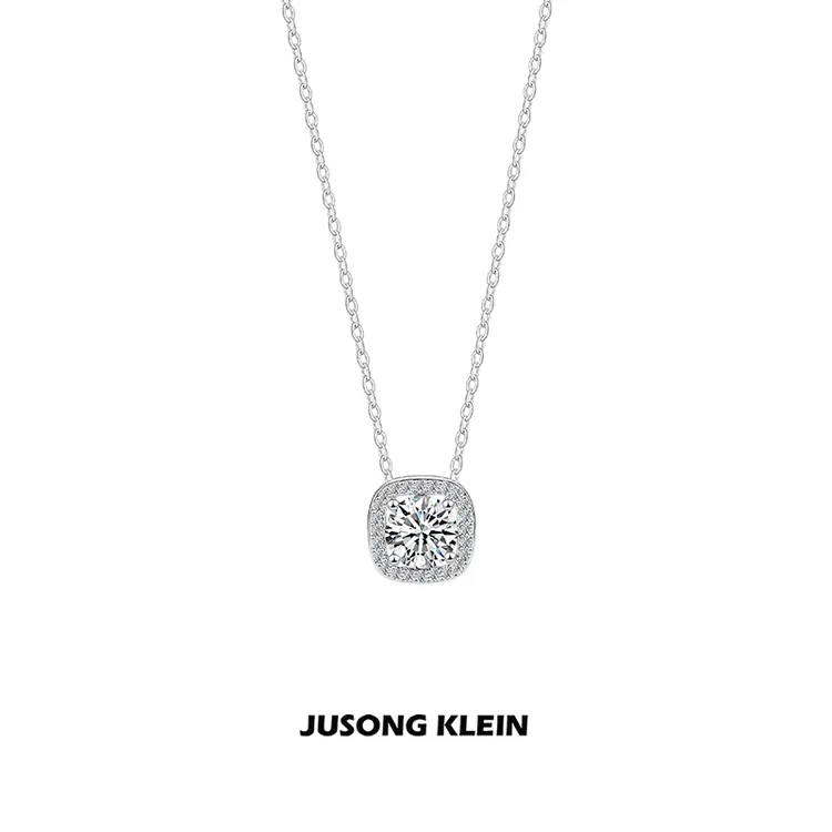 Jusong klein 钛钢项链 春日花花方糖项链女轻奢方形锆石锁骨链