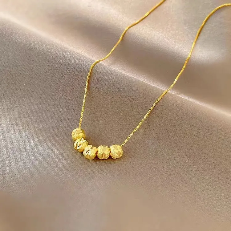 钛钢项链 幸运珠项链女金色素款时尚气质小众轻奢设计感锁骨链