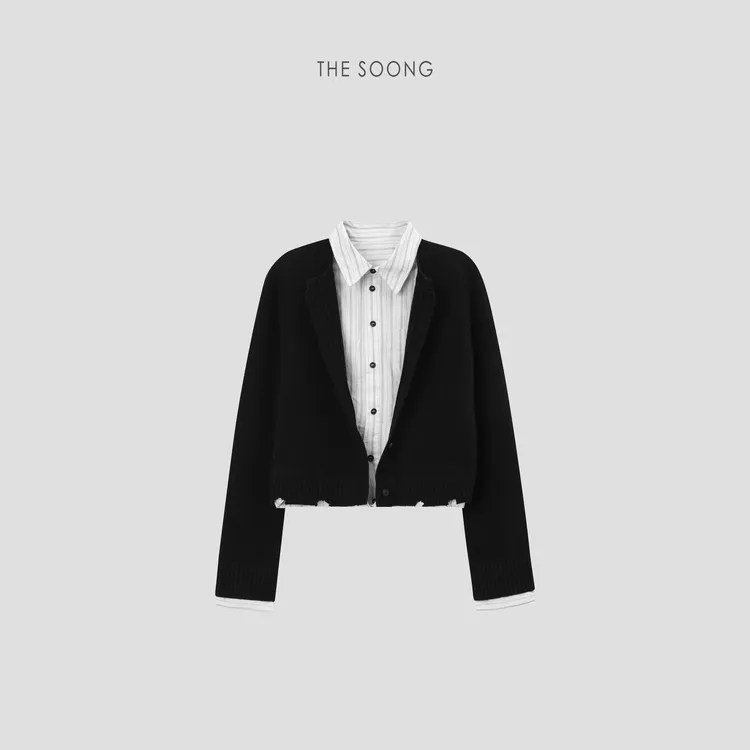 THESOONG|"澳洲美丽诺羊毛"原机密织轻盈保暖假两件毛衣外套T7580
