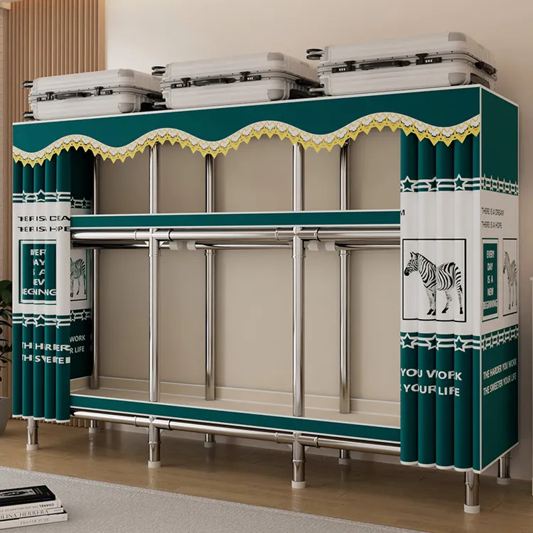 简易衣橱合金接头衣柜家用卧室钢管加粗加厚结实耐用出租房收纳柜