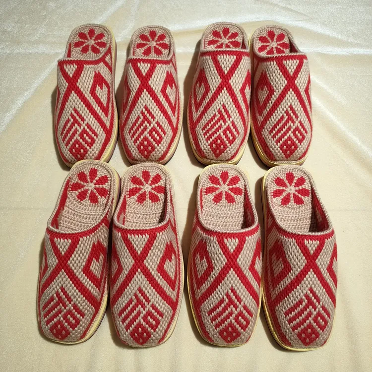 纯手工福字图案拖鞋成品可穿三季防滑保暖不臭脚