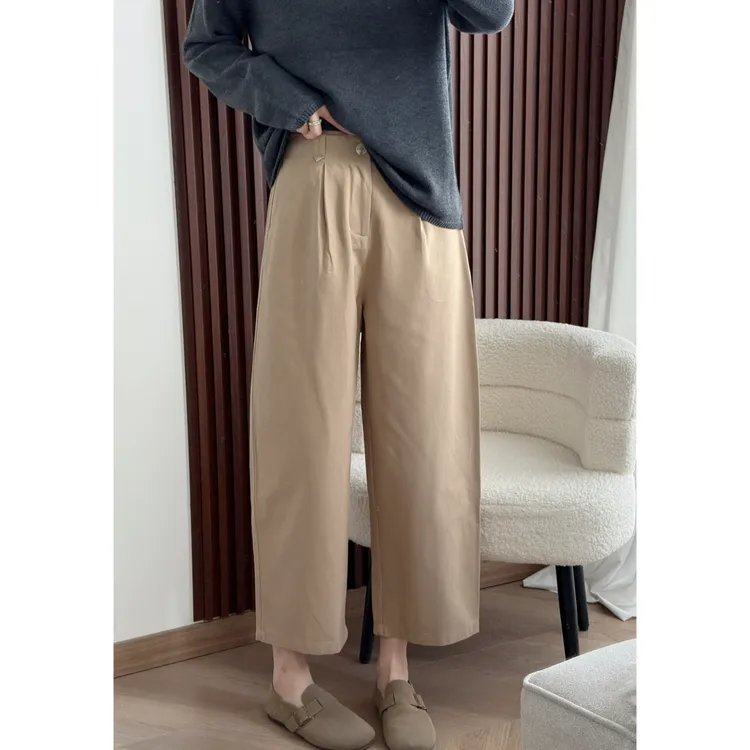 美亚恩NANA【呼吸裤】新款直筒高腰九分裤休闲百搭设计感Q0421