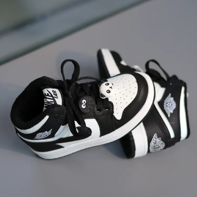 儿童熊猫鞋加绒保暖鞋子冬中大童运动鞋男童篮球鞋女童休闲鞋防水