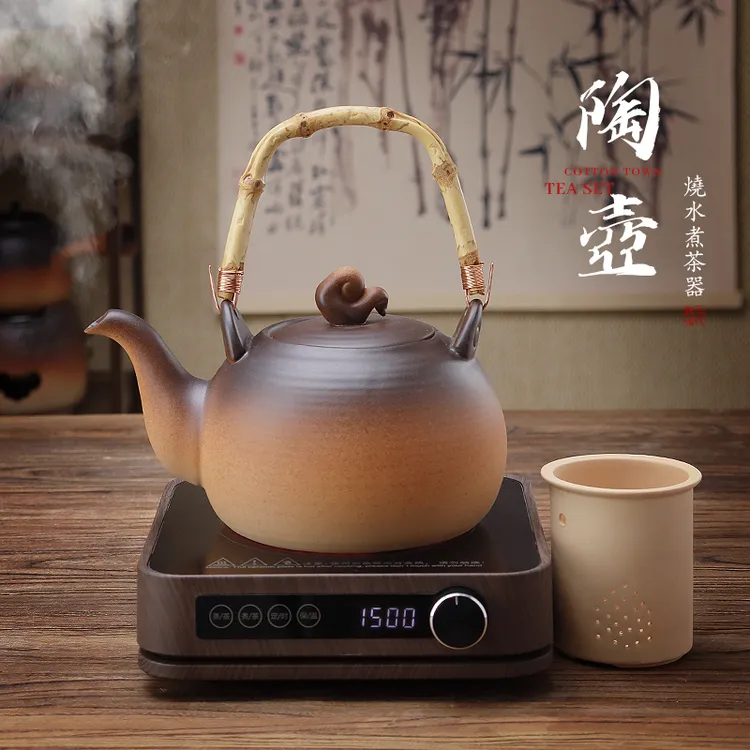家用煮茶炉提梁壶电陶炉耐高温陶土壶茶壶大容量带内胆明火可烧