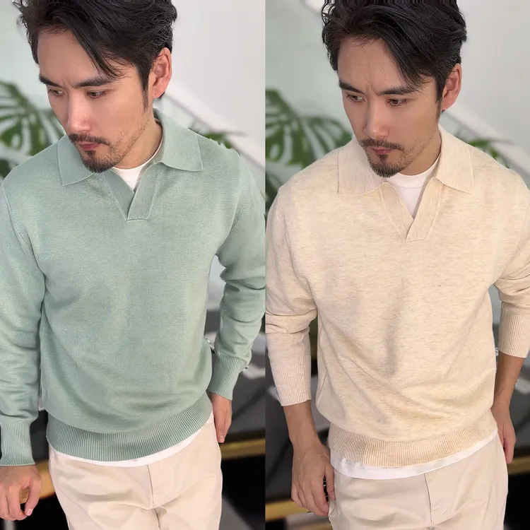【轻奢优雅】秋冬新款男高级感叠穿含羊毛混纺针织衫马球领Polo毛衣