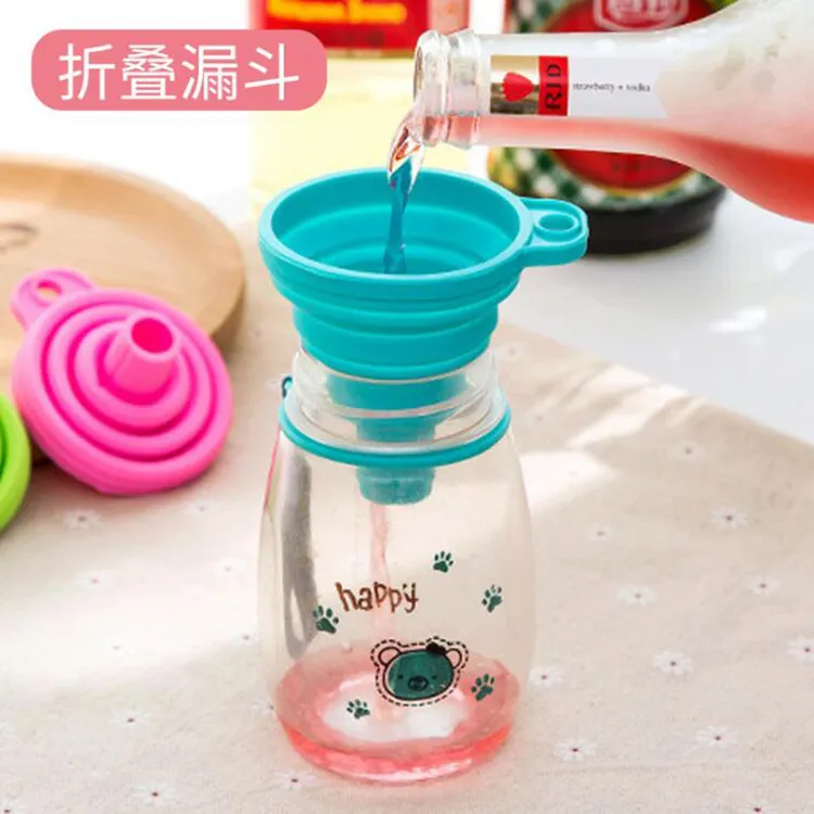 创意折叠迷你伸缩漏斗厨房用品硅胶漏斗家用液体分装油漏斗油壶漏